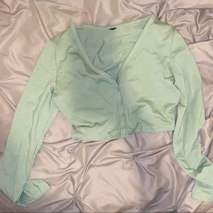 mint green cardigan